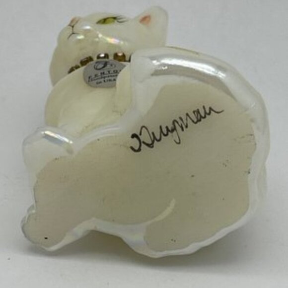 Fenton Art Glass Hand Painted Birthstone Cat Figurine - Picture 6 of 6